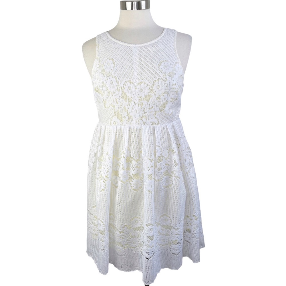 Free People White Lace Fit-and-Flare Mini Dress - Picture 2 of 10